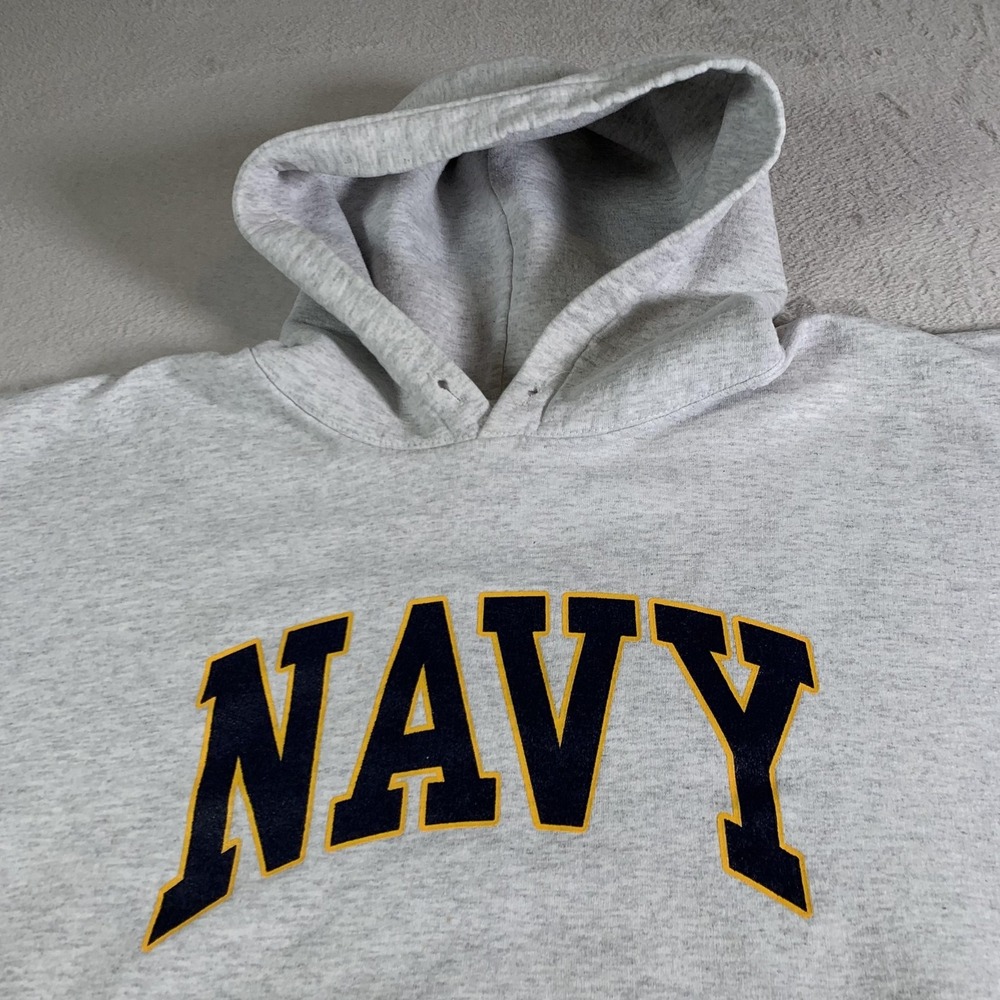 VTG Navy Midshipmen Hoodie Pullover Mens XL Gray College‎ Football Dodger Fleece - Picture 2 of 11